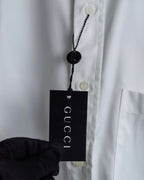 "GUCCI" Minimal collar detail white cotton shirt