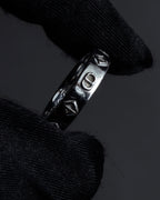 "Christian Dior" CD logo engraved diamond motif silver ring