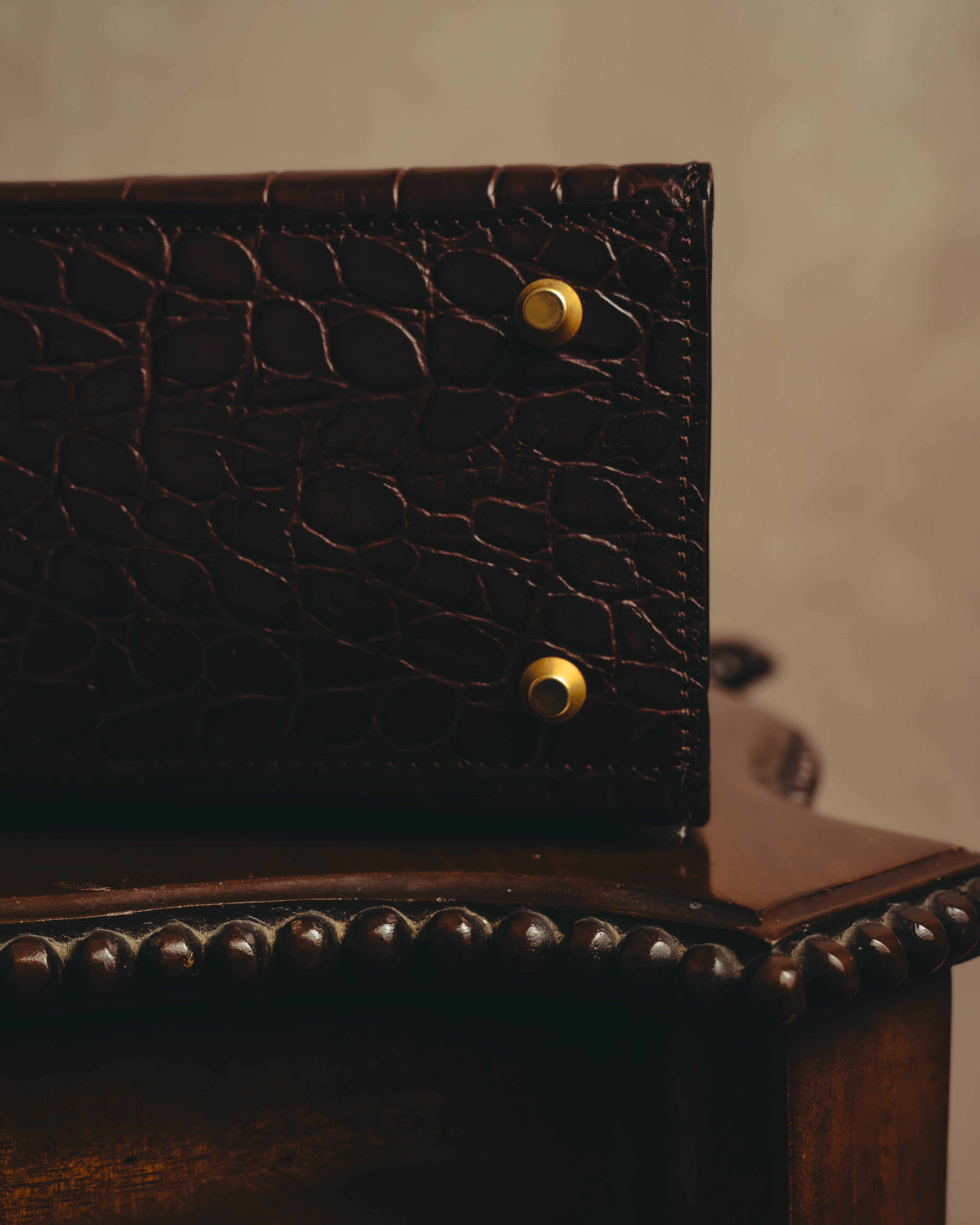 -SPECIAL- "CRISTIAN FLORENCE" 90's-00's Classic crocodile embossed leather structured top handle bag