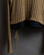 "MAISON MARGIELA" Ribbed drawcord cotton linen knit pullover