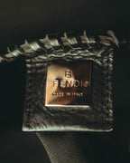 -SPECIAL- “FENDI” 80’s-90’s Coat of arms embossed whipstitched leather handbag