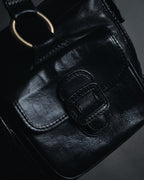 "CELINE" Leather double-pocket ring-hardware shoulder bag