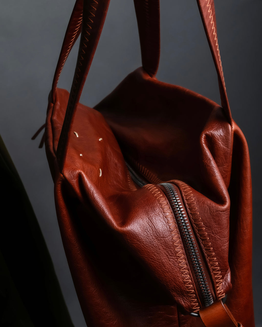"MAISON MARGIELA" Genuine leather 2way brown color sailor bag