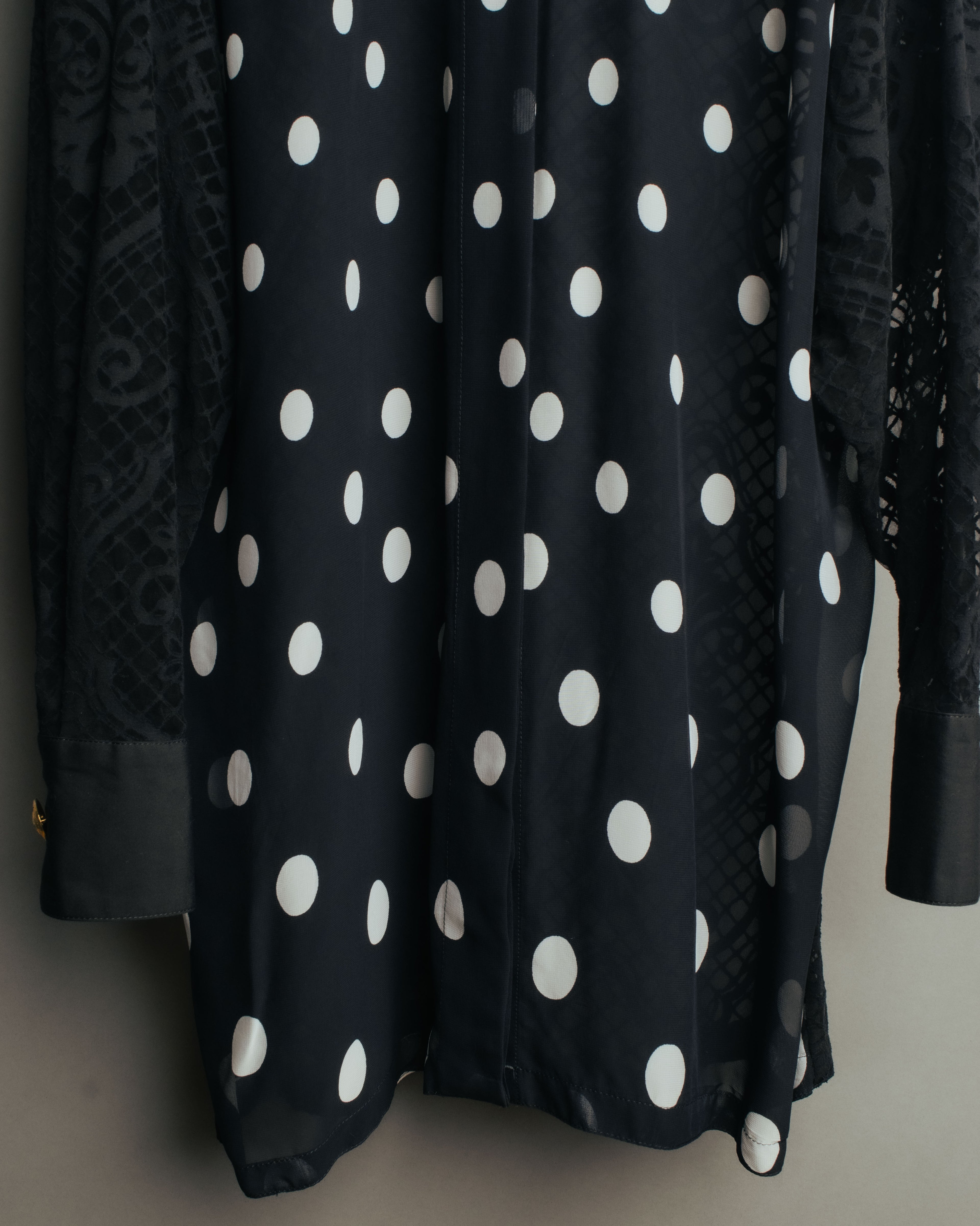 “GIANNI VERSACE” 80’s-90’s Couture polka dot lace shirt