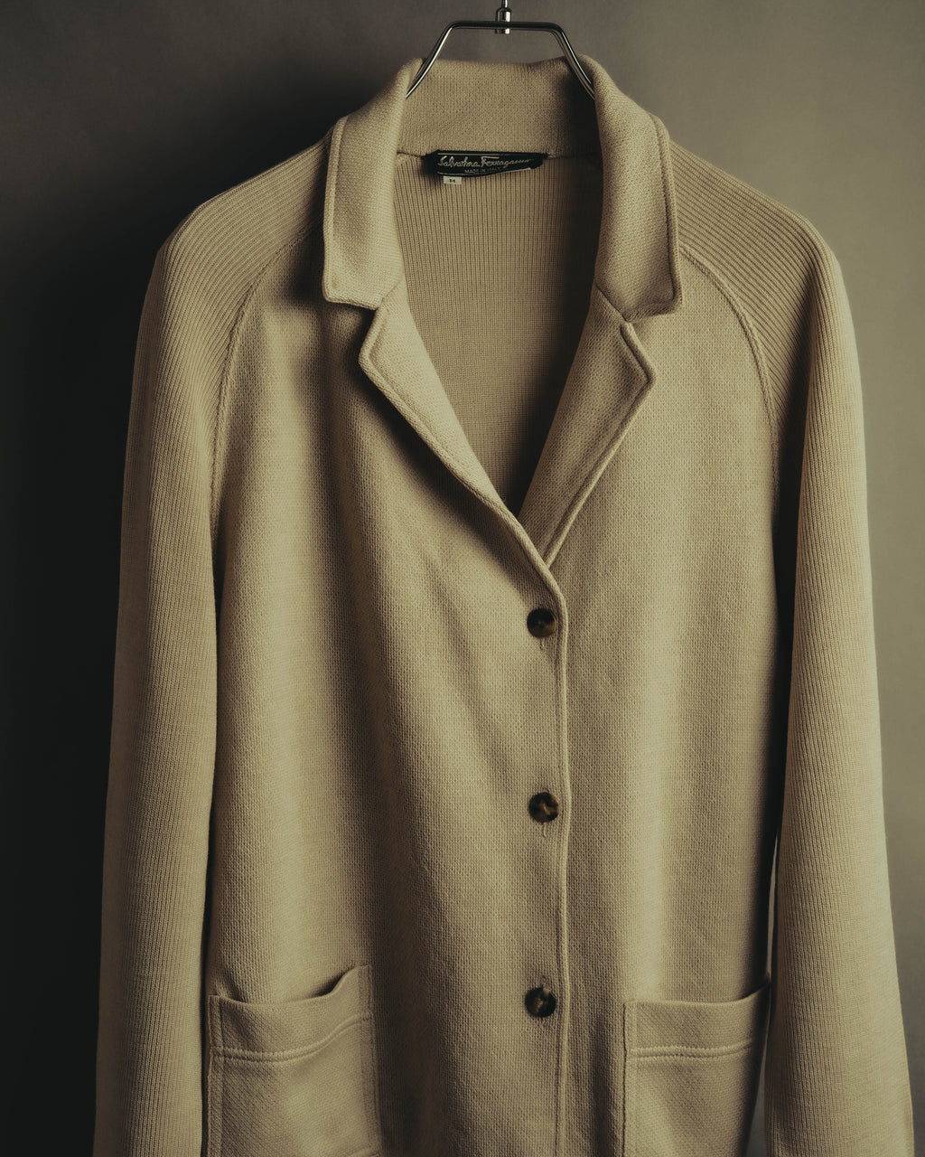 “Salvatore Ferragamo” 90’s-00’s Virgin wool raglan-sleeve cardigan jacket