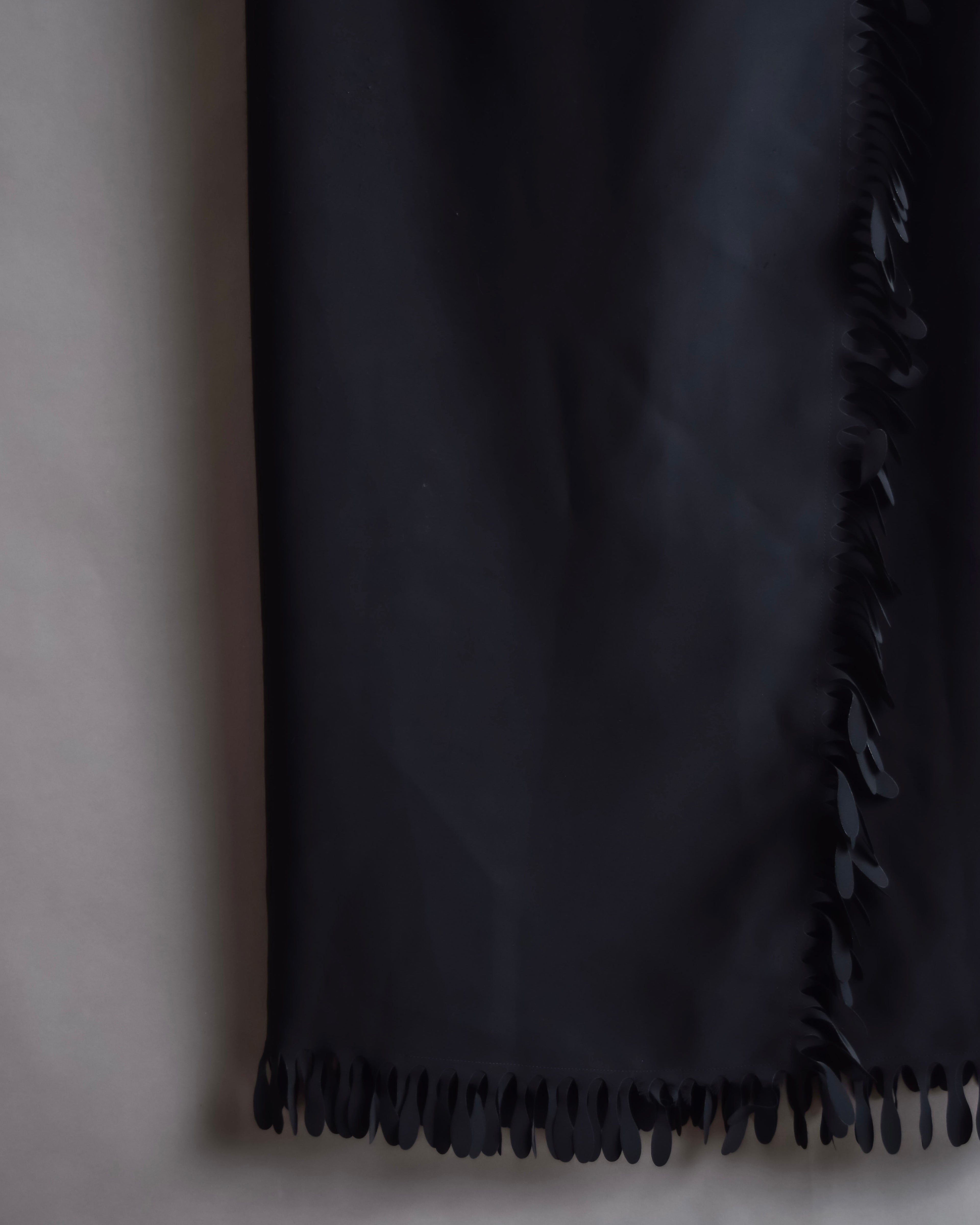 "ISSEY MIYAKE" Organic cutout fringe wrap skirt