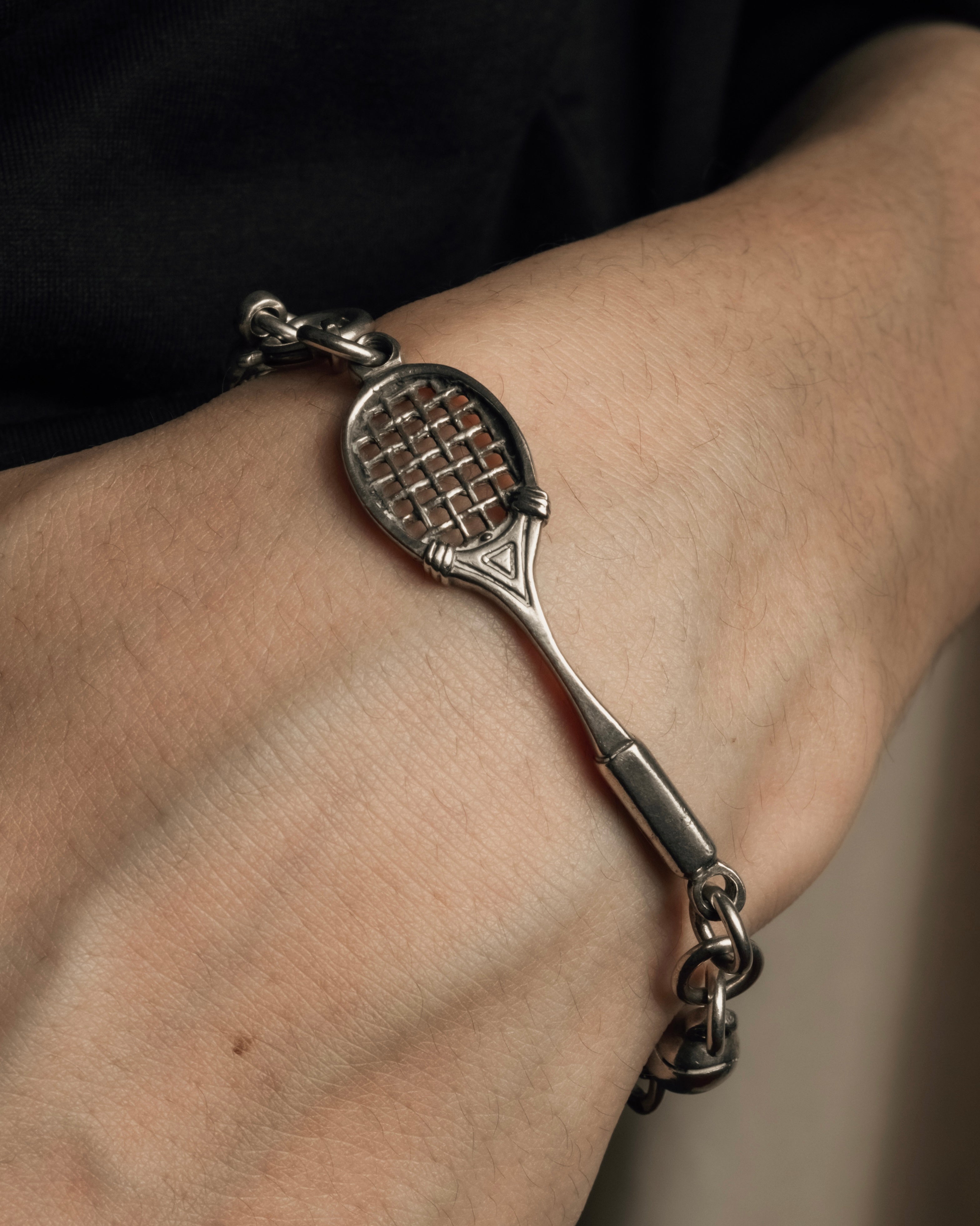 "GUCCI" Tennis racket motif silver bracelet