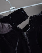 "CELINE" Pleated satin hem velvet flare skirt