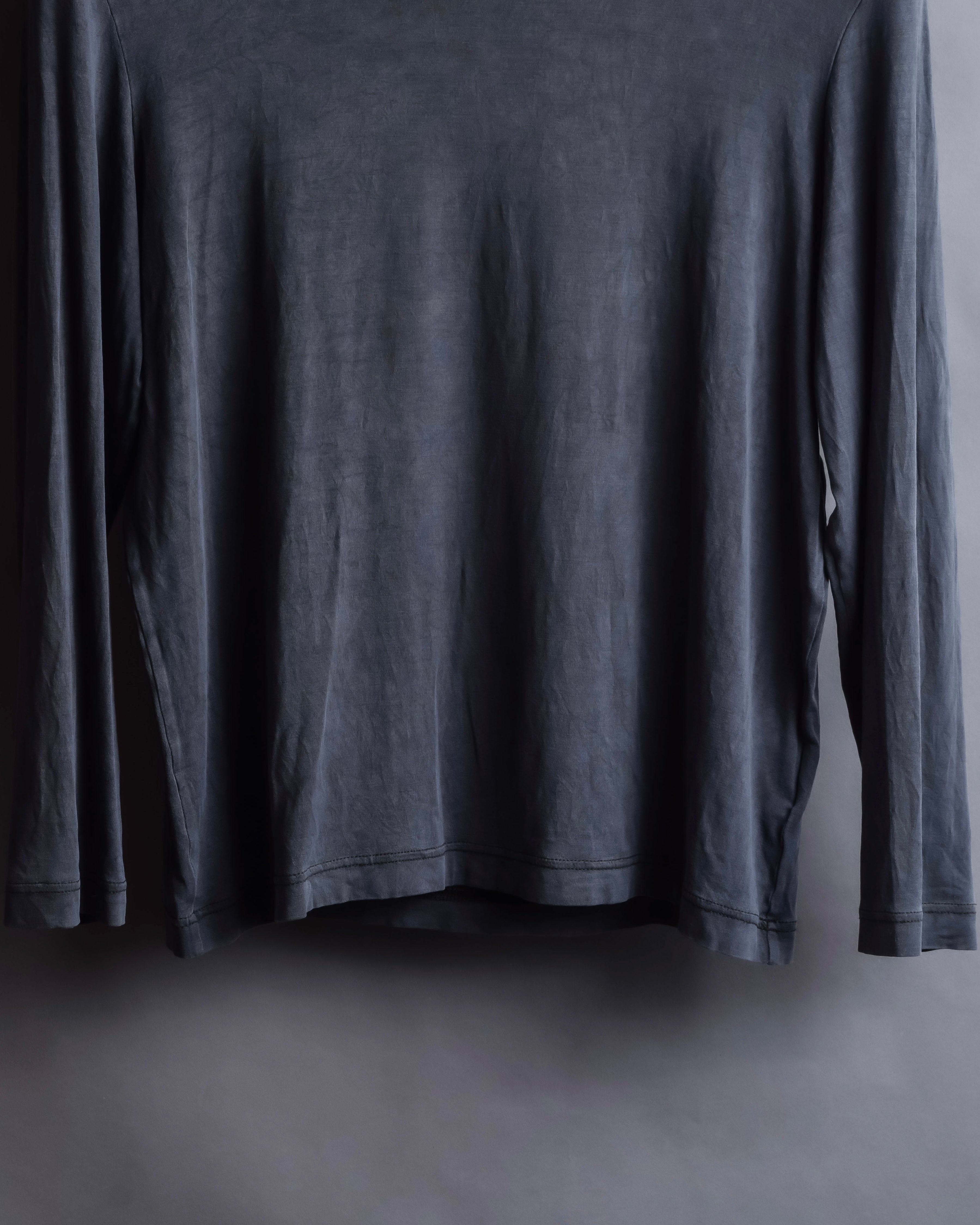 "HERMES" Margiela period Blue-grayish tone draped silk pullover