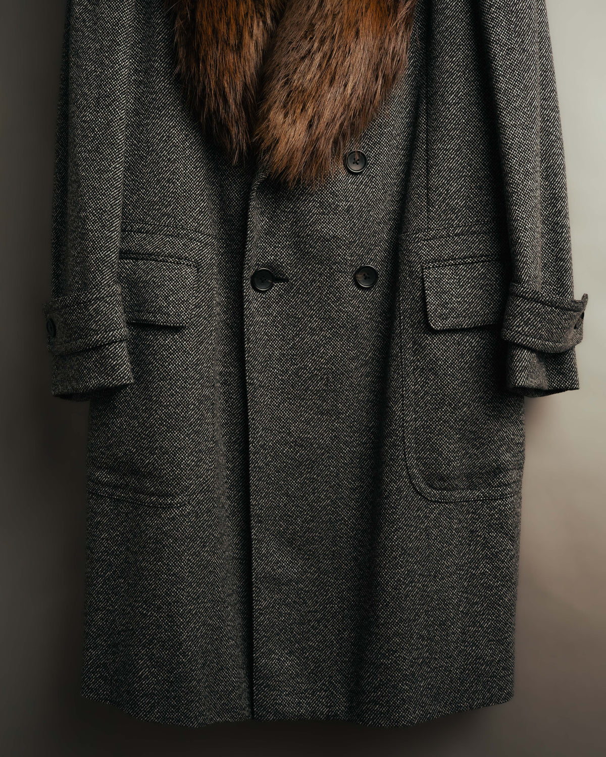 -SPECIAL- "GUCCI" 00's-10's Luxurious beaver fur-collar wool overcoat