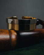 "LOEWE" 10’s Bicolor geometric open-cuff bangle