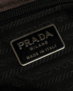 "PRADA" Leather loop strap design suede leather bag