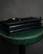 "Yves Saint Laurent" 80’s-90’s Lizard-embossed perforated leather shoulder bag