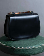 "GUCCI" Black leather bamboo handbag