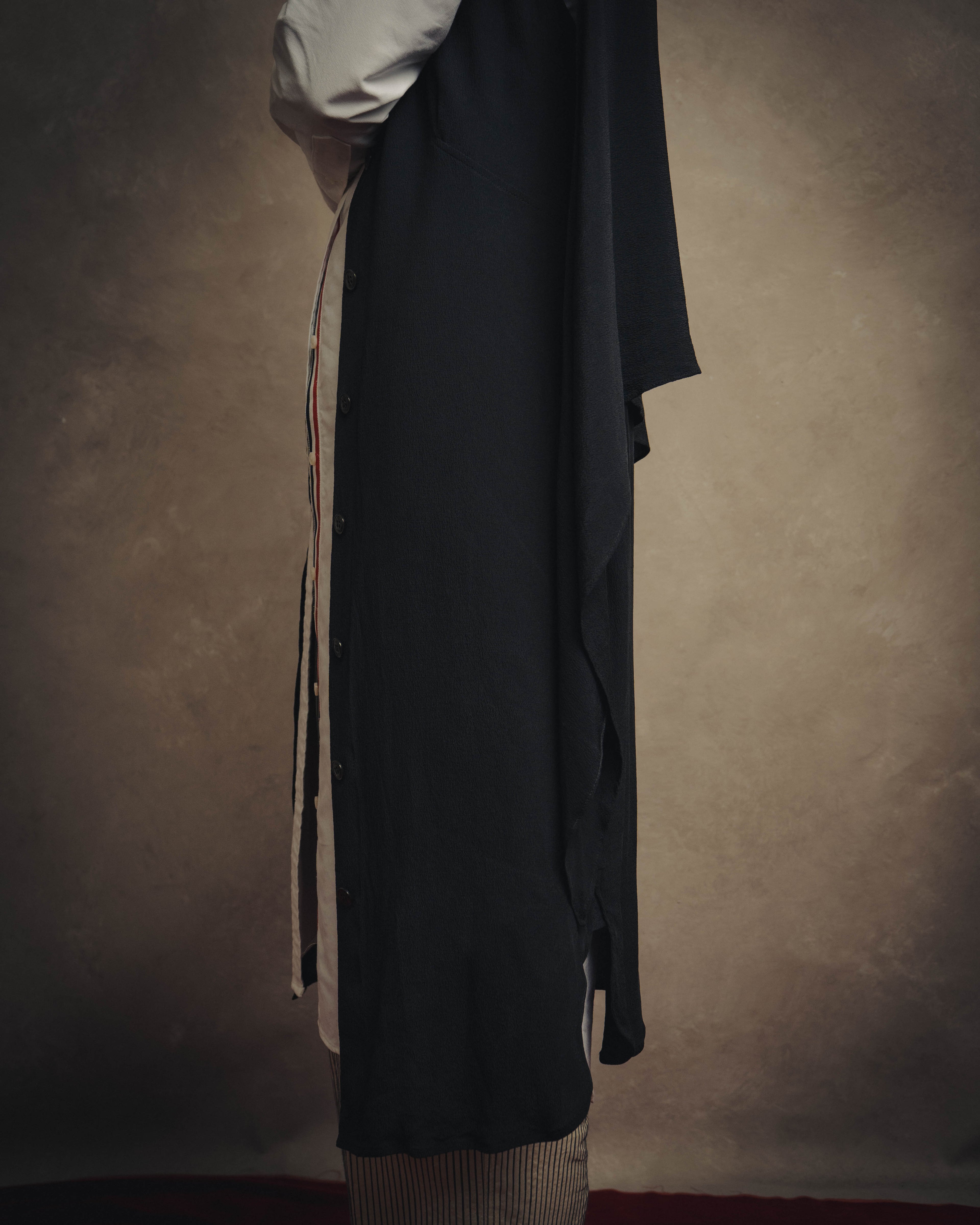-SPECIAL- “HERMÈS“ 00’s-10’s Sleeveless silk draped shirt dress