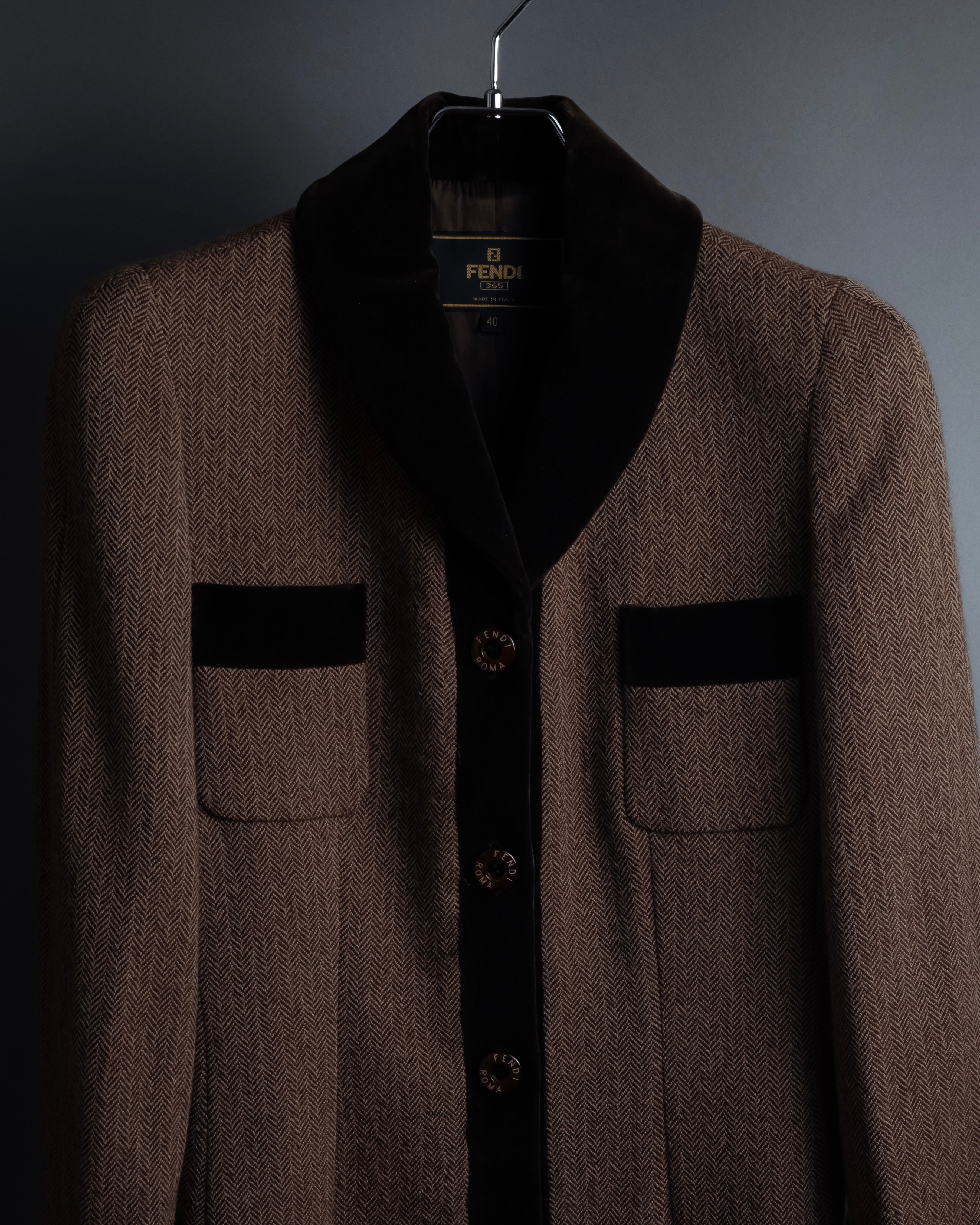 "FENDI" Velvet switching design herringbone set up