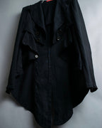 “Y’s COMPOSITION: SEE ATTACHED LABEL” Layered design multi buttons tail coat
