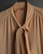 "N°21" 2020's Asymmetric bow tie acetate silk blouse