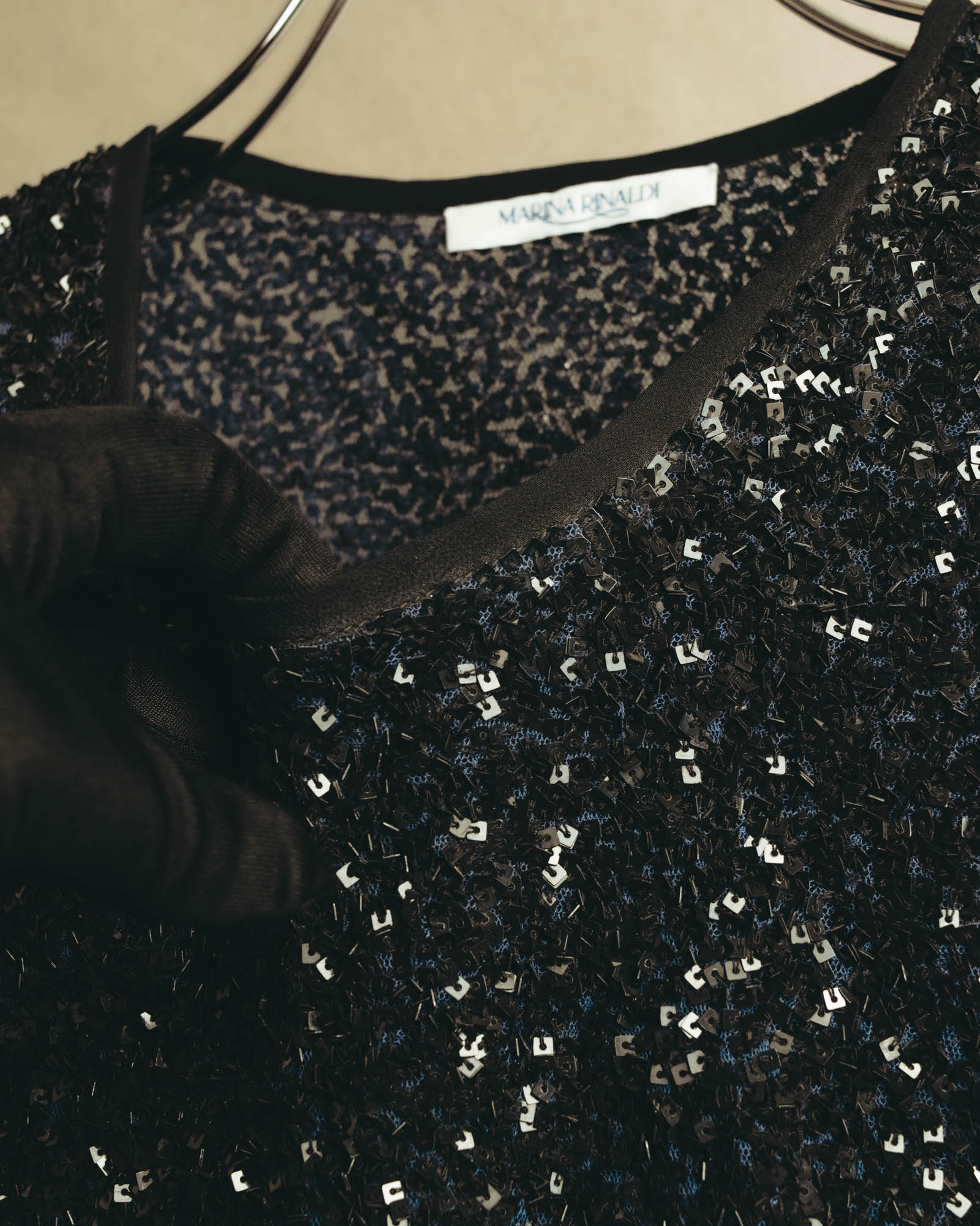 "MARINA RINALDI" 00's-10's Sequined lace long sleeve top