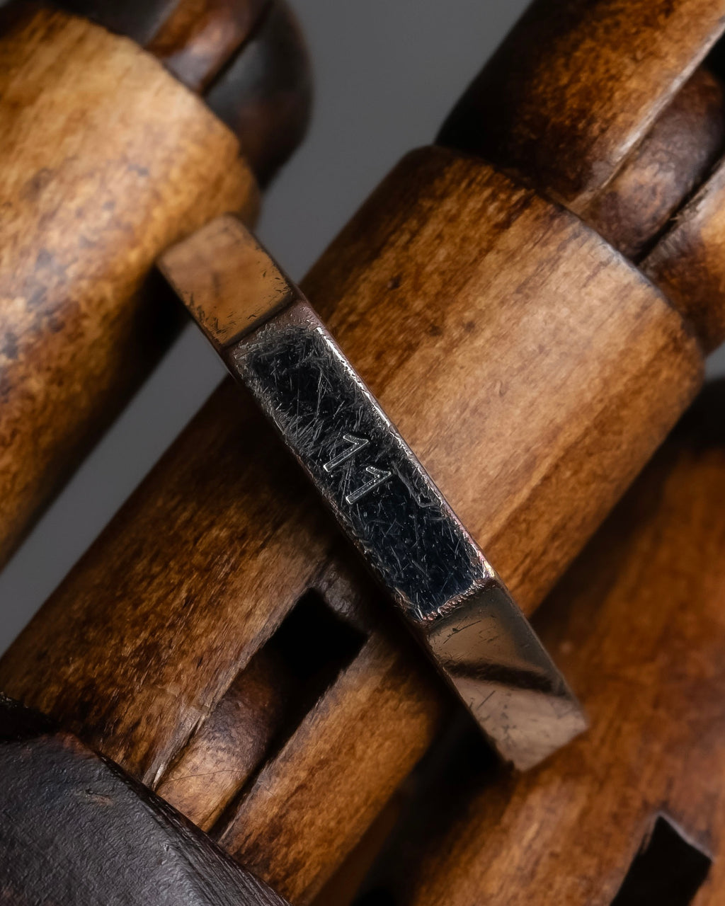 "MAISON MARGIELA" Numbered logo engraved hexagonal silver ring