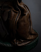 "BALENCIAGA" Gold turn lock design leather combination bag