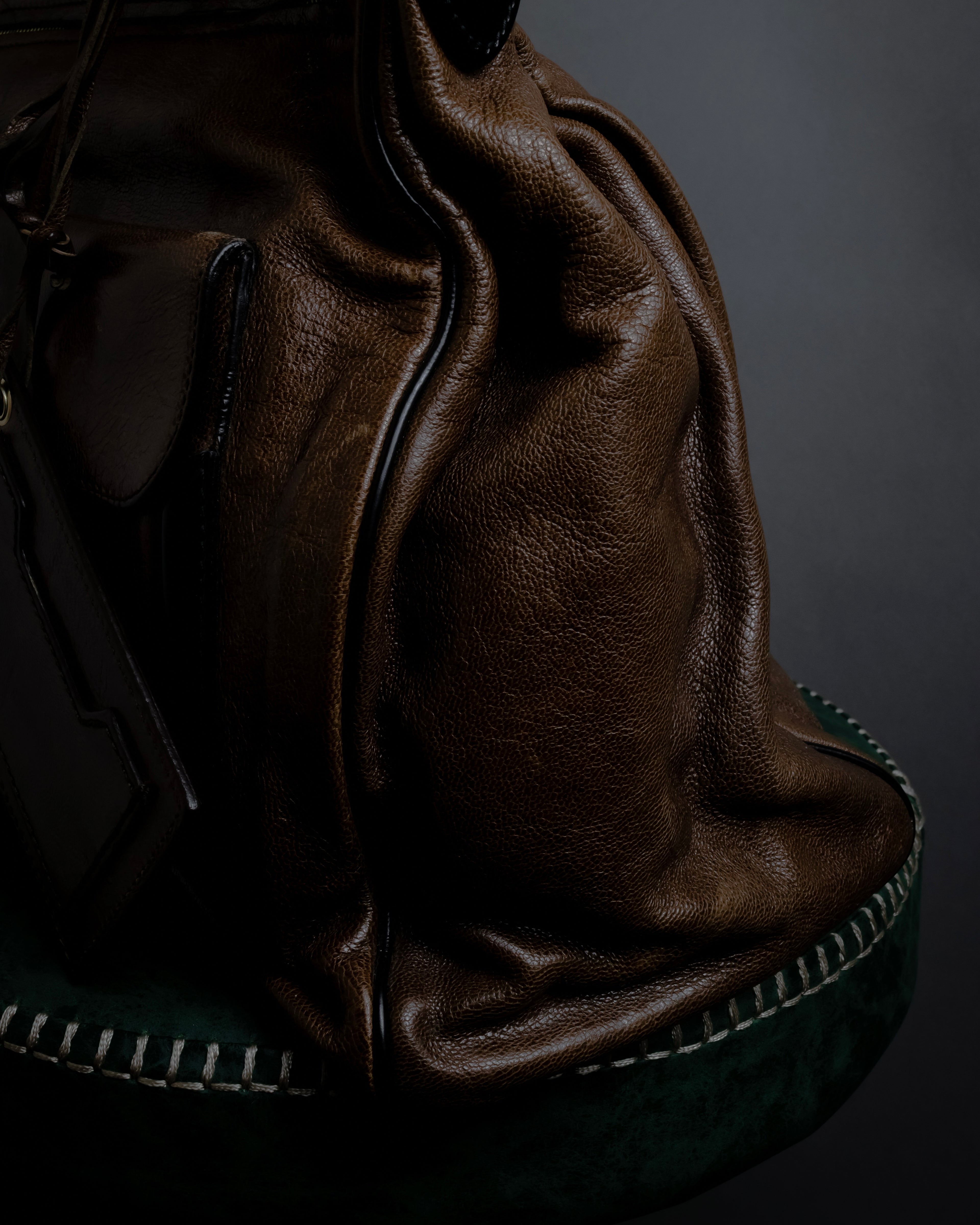 "BALENCIAGA" Gold turn lock design leather combination bag