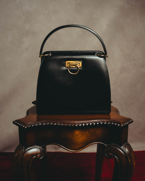 "CELINE" 70's-80's Structured leather top handle handbag