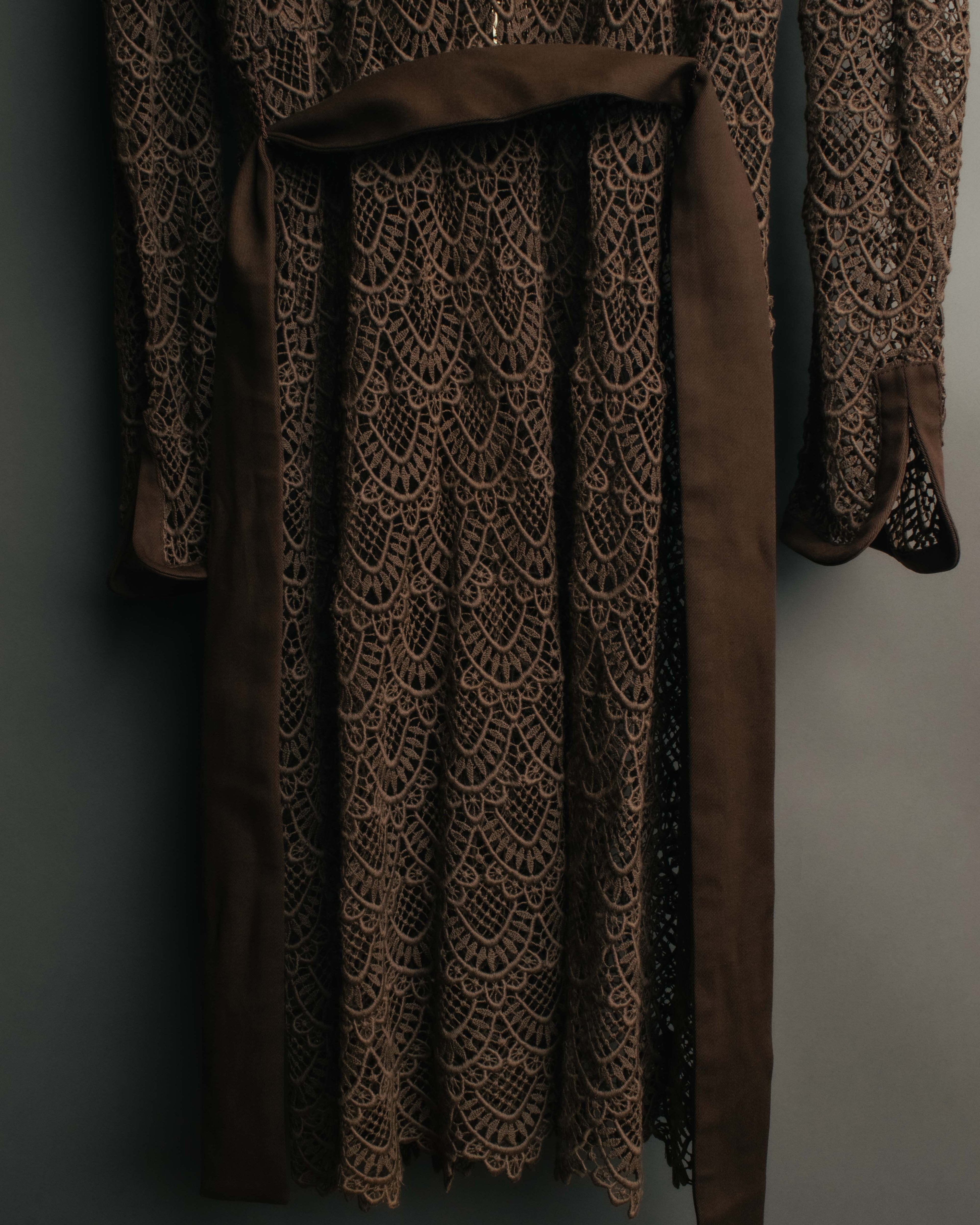 -SPECIAL- “VALENTINO ROMA” 1998-2008 Lace belted sheer coat dress