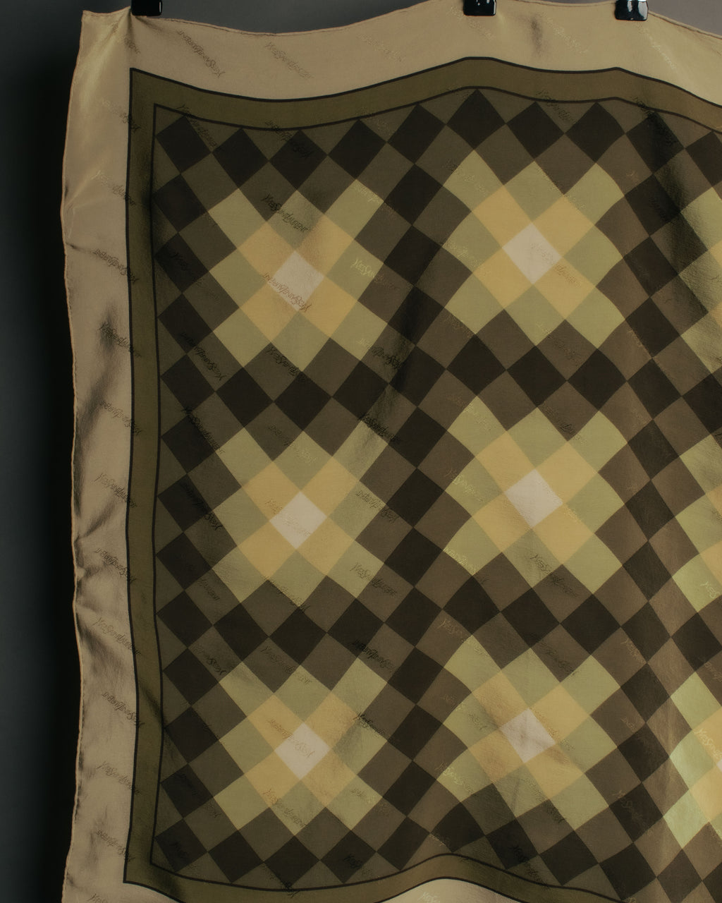 “Yves Saint Laurent” 80’s-90’s Sheer check silk scarf