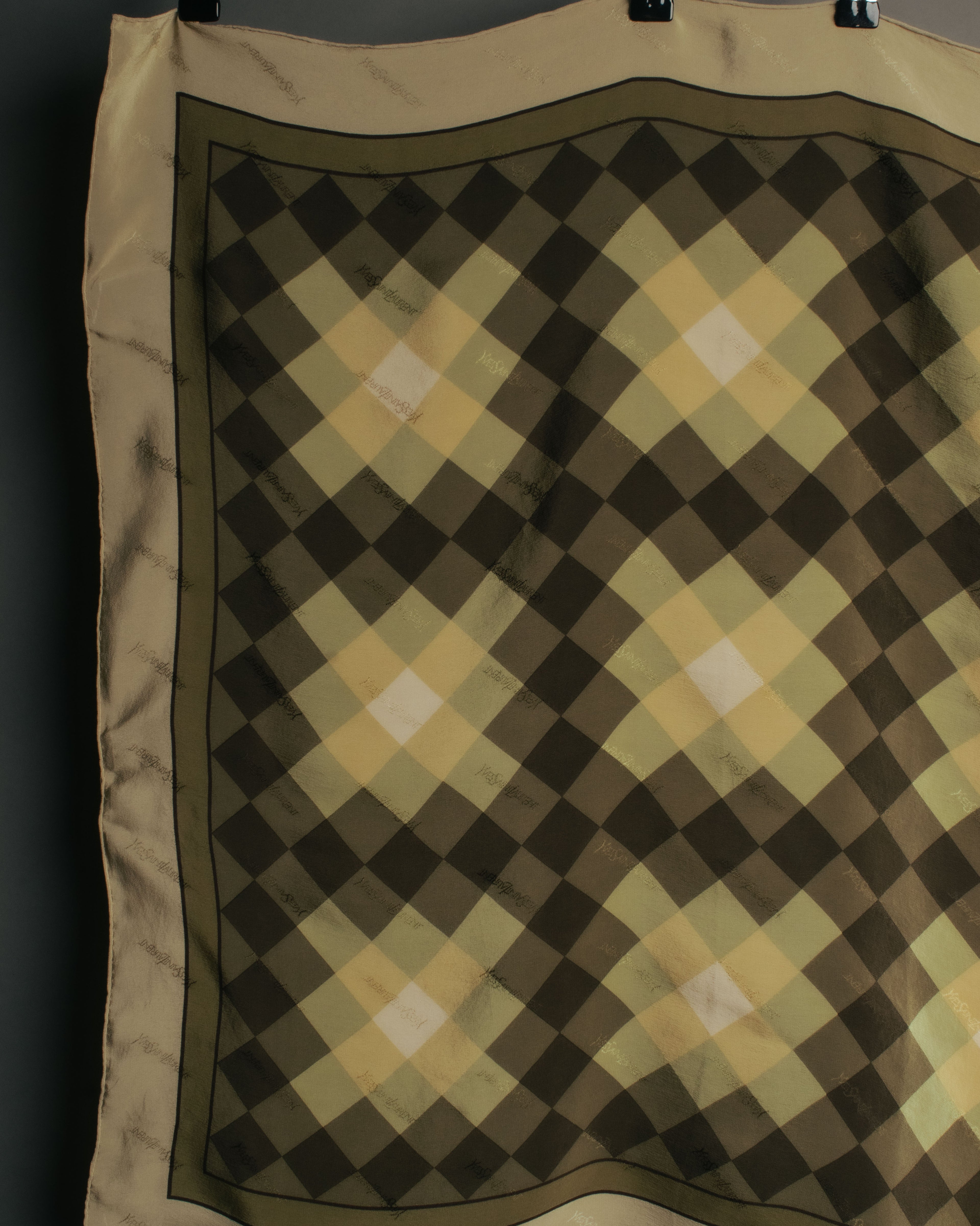 “Yves Saint Laurent” 80’s-90’s Sheer check silk scarf