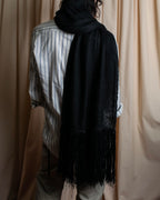 "GIORGIO ARMANI" Waffle low gauge knit fringe design stole