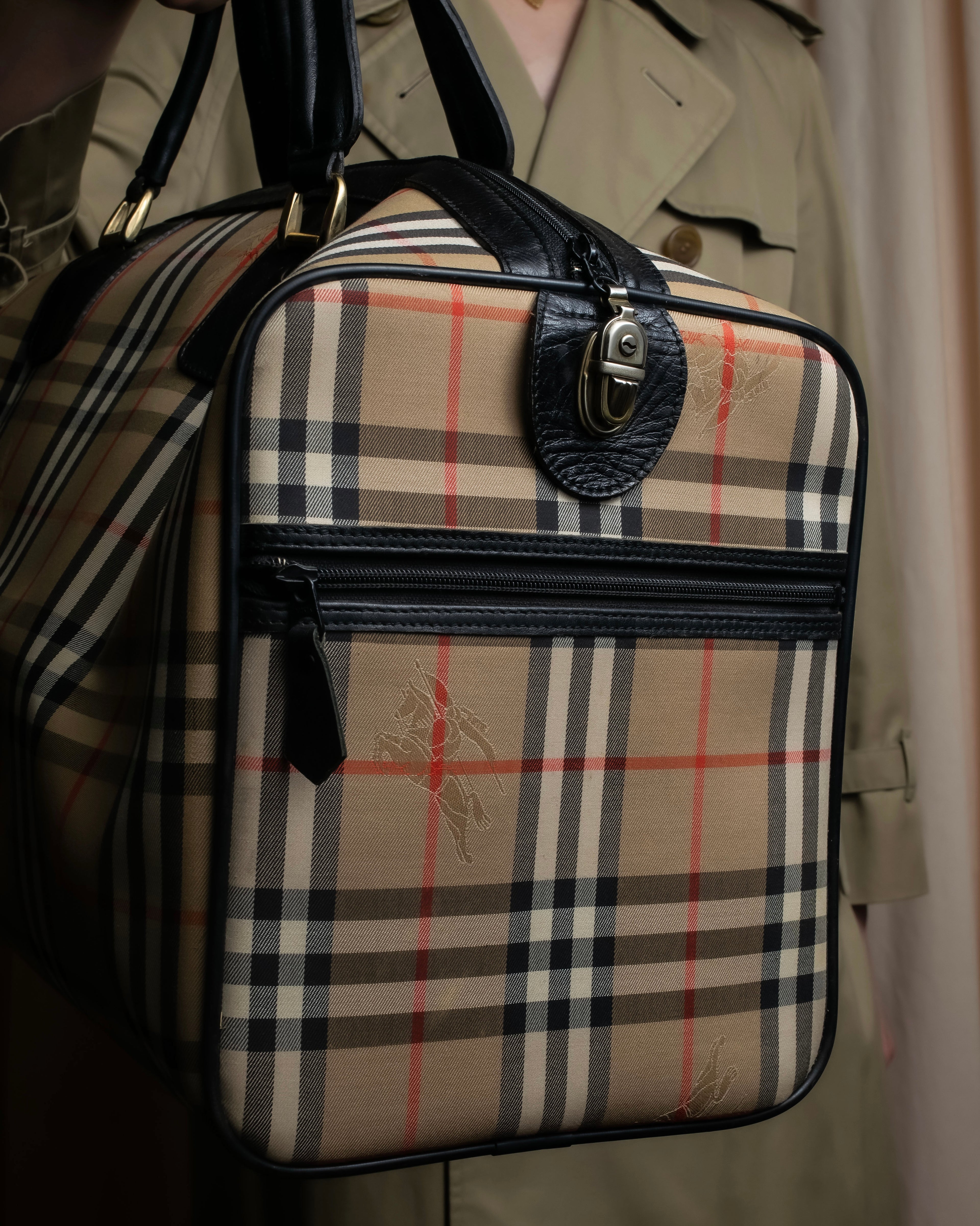 "BURBERRYS" Nova check canvas boston bag