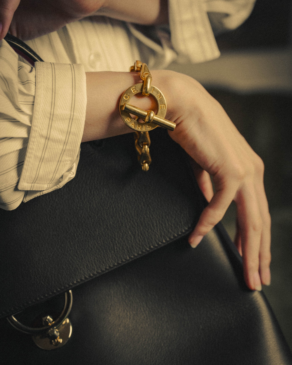 –SPECIAL– "CELINE" 90's Sculptural toggle chain bracelet