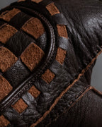 "Vivienne Westwood" Orb design checker panel pattern leather gloves