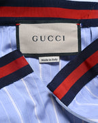 GUCCI/ 2022 Web Stripe Waist Pleats Skirt Blue