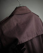 "CELINE" Triomphe button design in plum brown color
 trench coat