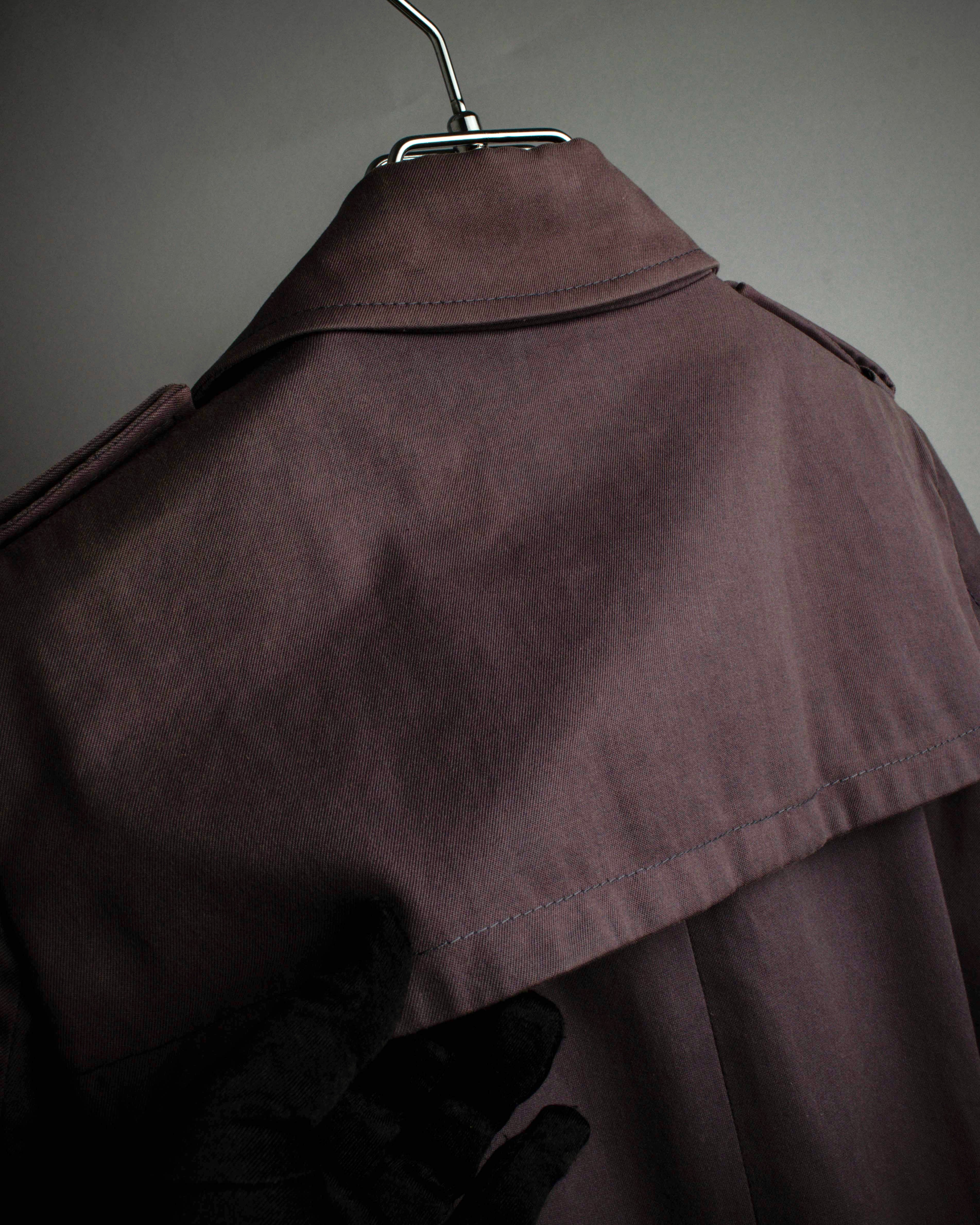 "CELINE" Triomphe button design in plum brown color
 trench coat