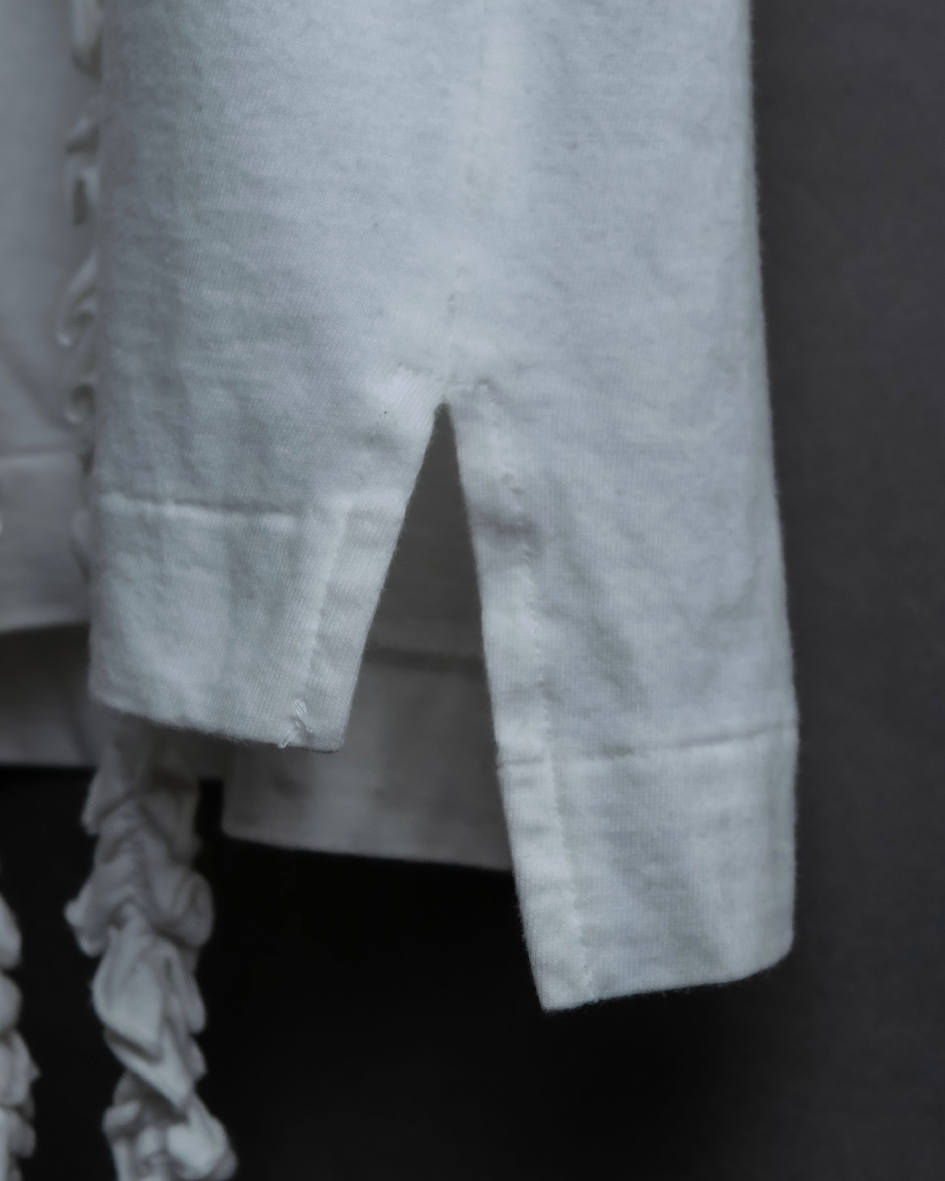 "Yohji Yamamoto POUR HOMME" Long ruffle design soft cotton T-shirt