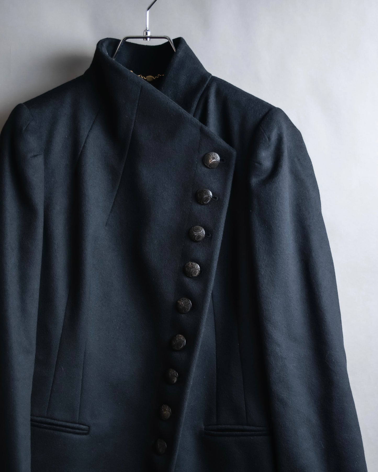 "GUCCI" Asymmetrical front detail high neck coat