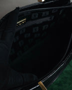 "YVES SAINT LAURENT" 90’s crocodile embossed lace up handbag