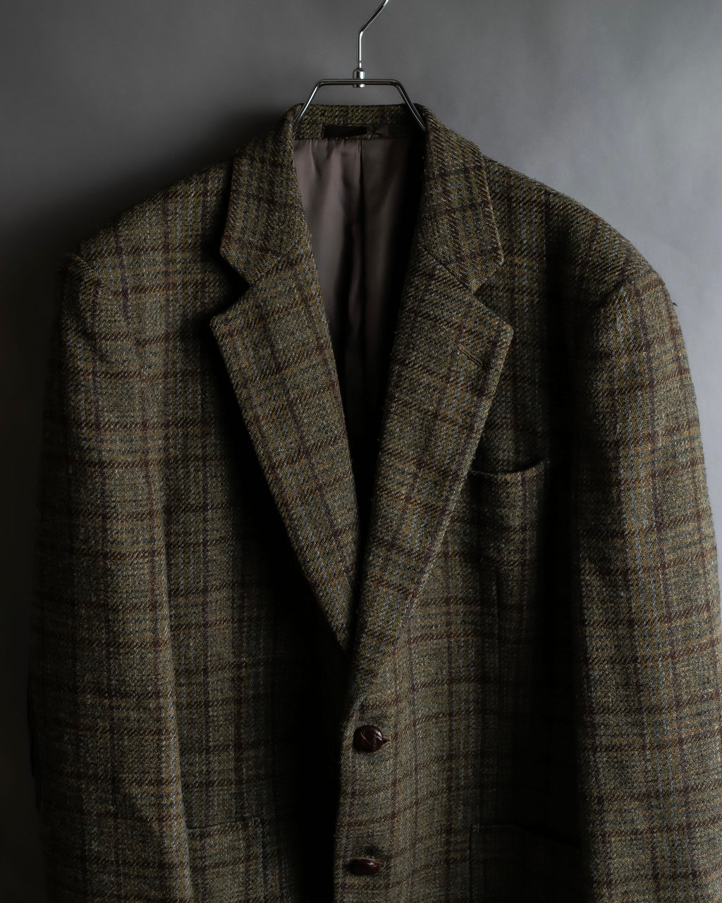 "BURBERRYS" Elbow patch design gun club check tweed jacket
