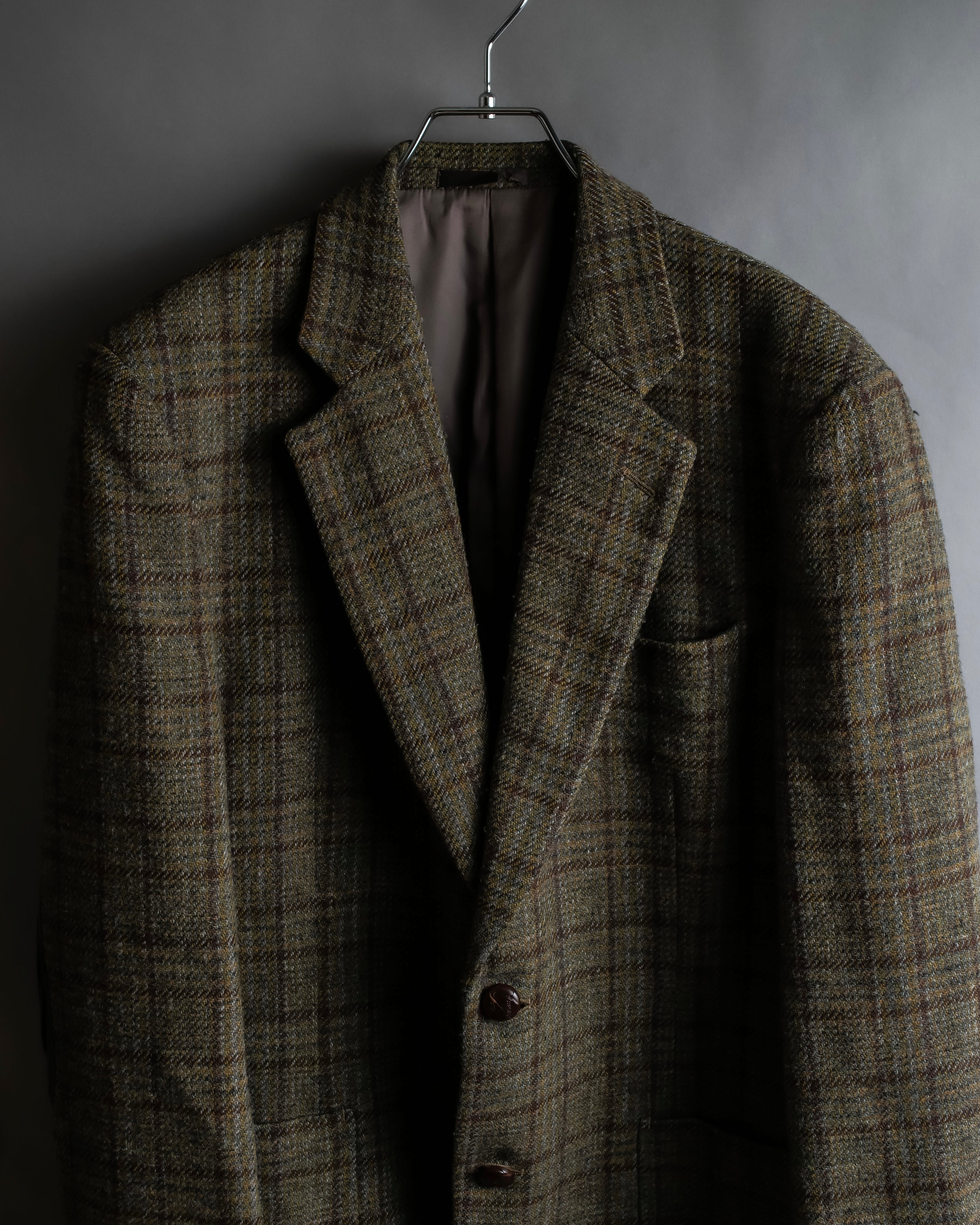 "BURBERRYS" Elbow patch design gun club check tweed jacket