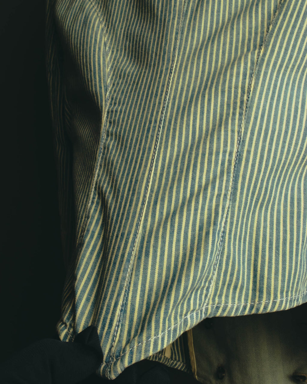 -SPECIAL- "Ralph Lauren" 00's Hickory stripe cotton double-breasted marine jacket