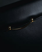 "PIERRE BALMAIN" 80’s-90’s box calf gold bar top handle bag