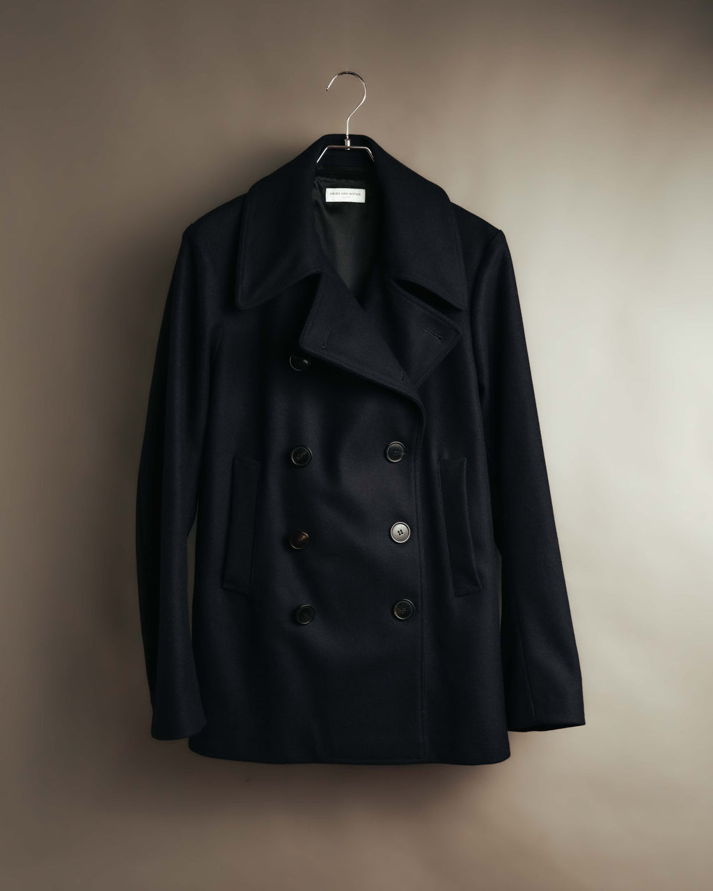 -SPECIAL- "DRIES VAN NOTEN" 10's Sculptural wide lapel double breasted wool coat