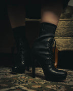 –SPECIAL– "Miu Miu" 00's–10's Sculptural platform lace up ankle boots