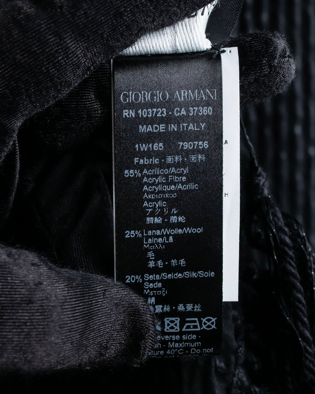 "GIORGIO ARMANI" Waffle low gauge knit fringe design stole