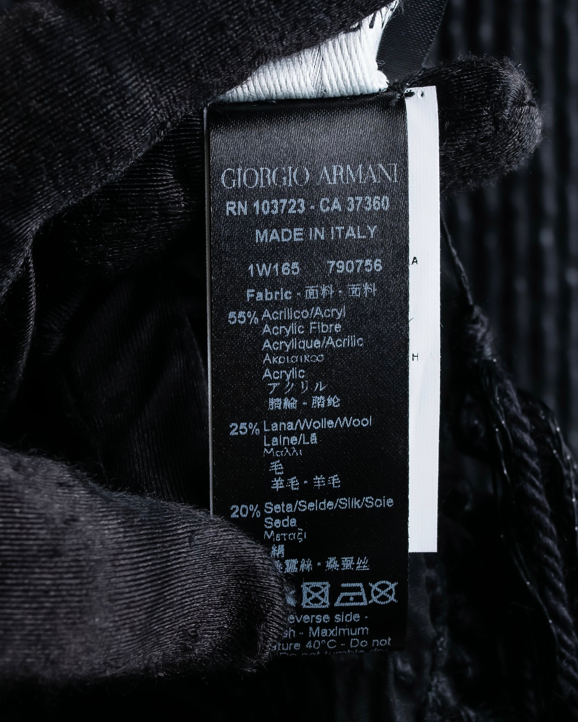 "GIORGIO ARMANI" Waffle low gauge knit fringe design stole