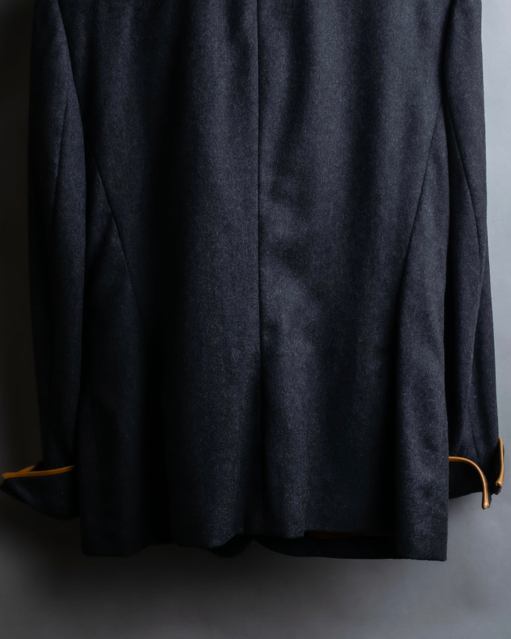 "HERMES" Vintage leather piping design belted tailored jacket