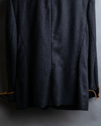 "HERMES" Vintage leather piping design belted tailored jacket